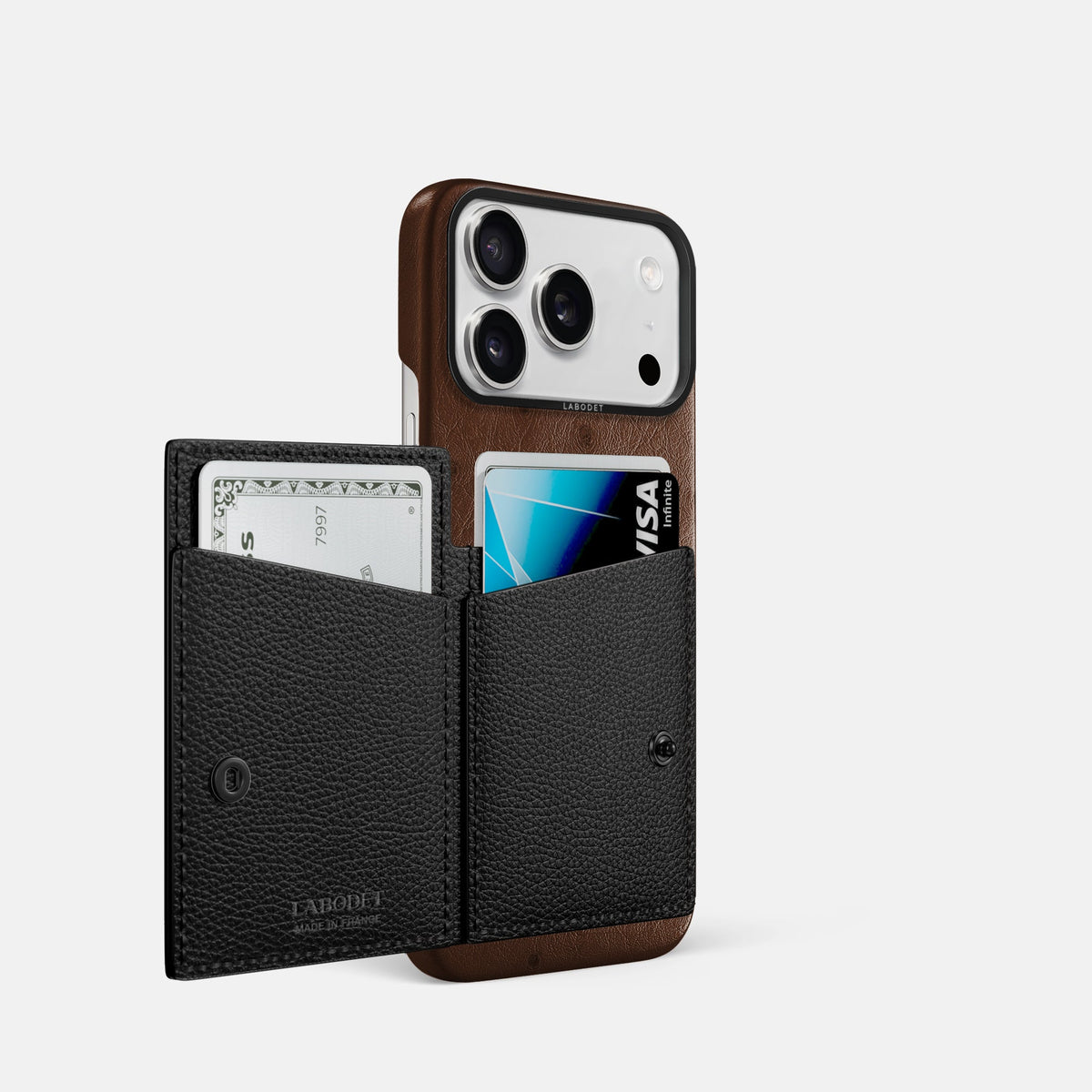 Bi-Fold Case For iPhone 18 Pro In Ostrich -2 | Chocolate-Black