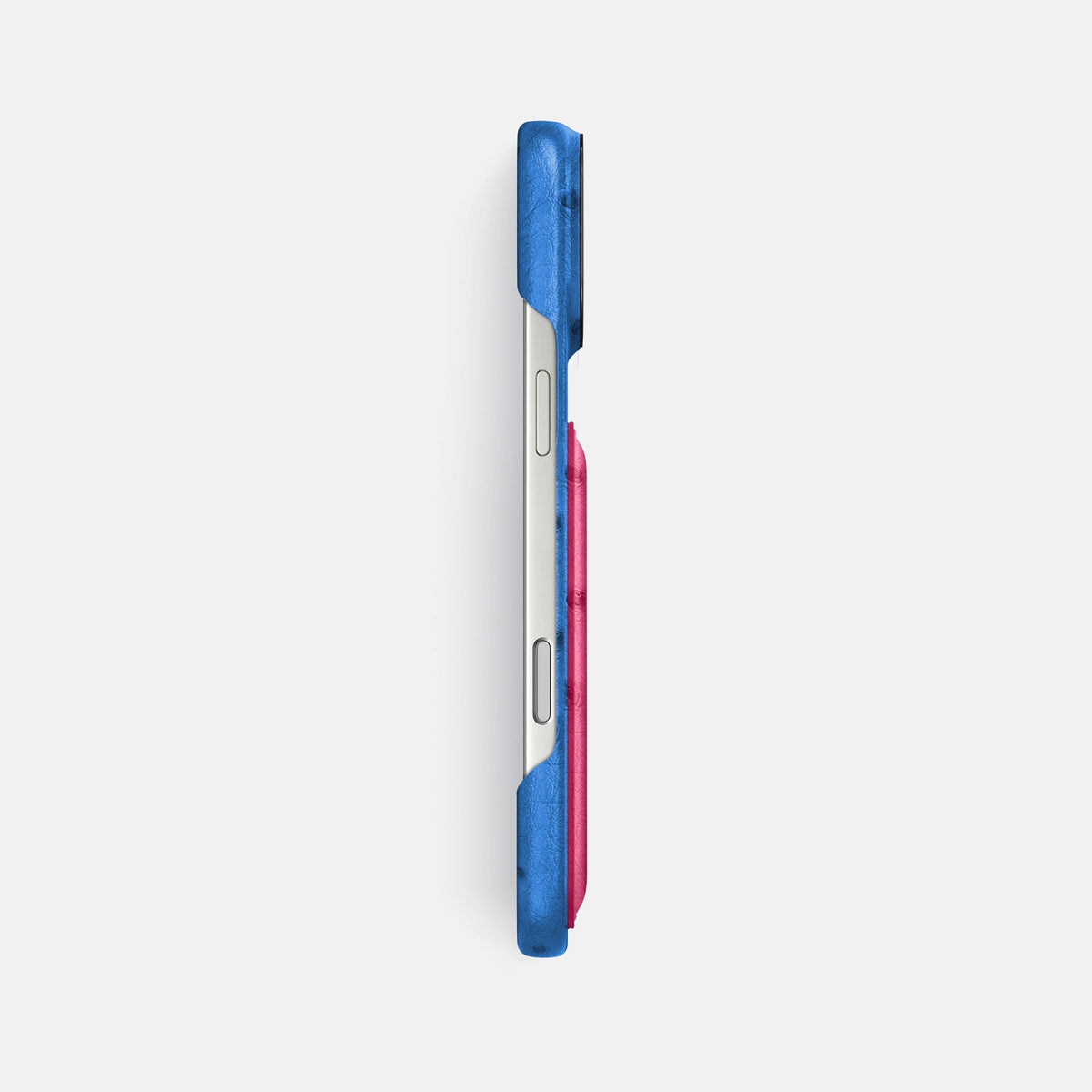Double Card Case Coloré For iPhone 18 Pro Max In Ostrich -3 | Royal-Blue-Black