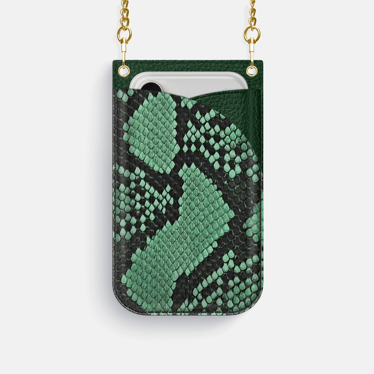 Crossbody Bag For iPhone 18 Pro In Deluxe Python -1 | Forest-Green-Gold