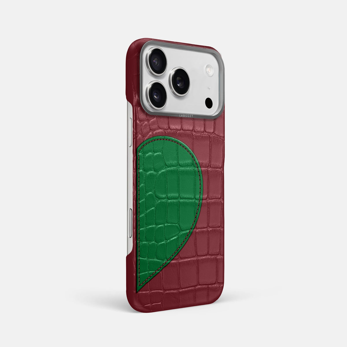Classic Case With Half Heart - Right For iPhone 18 Pro Max In Alligator -2 | Burgundy-Steel