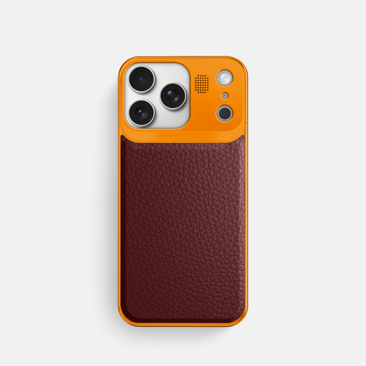 Metal Case For iPhone 17 Pro In Calf -1 | Bordeaux-Orange