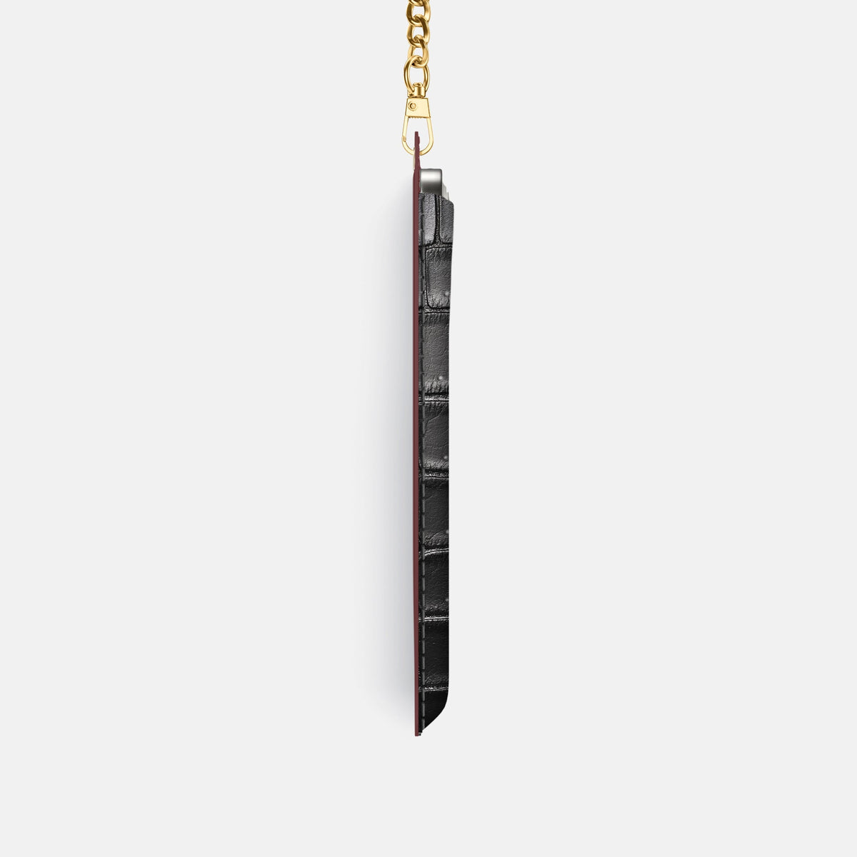 Crossbody Bag For iPhone 18 Pro In Porosus Crocodile -4 | Shiny-Black-Gold