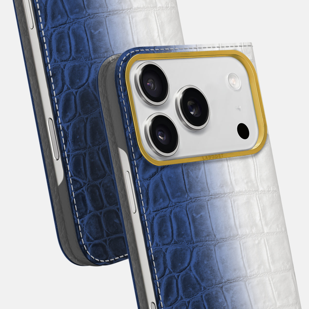 Folio Case For iPhone 17 Pro Max In Himalayan Crocodile -5 | Navy-Blue-Gold