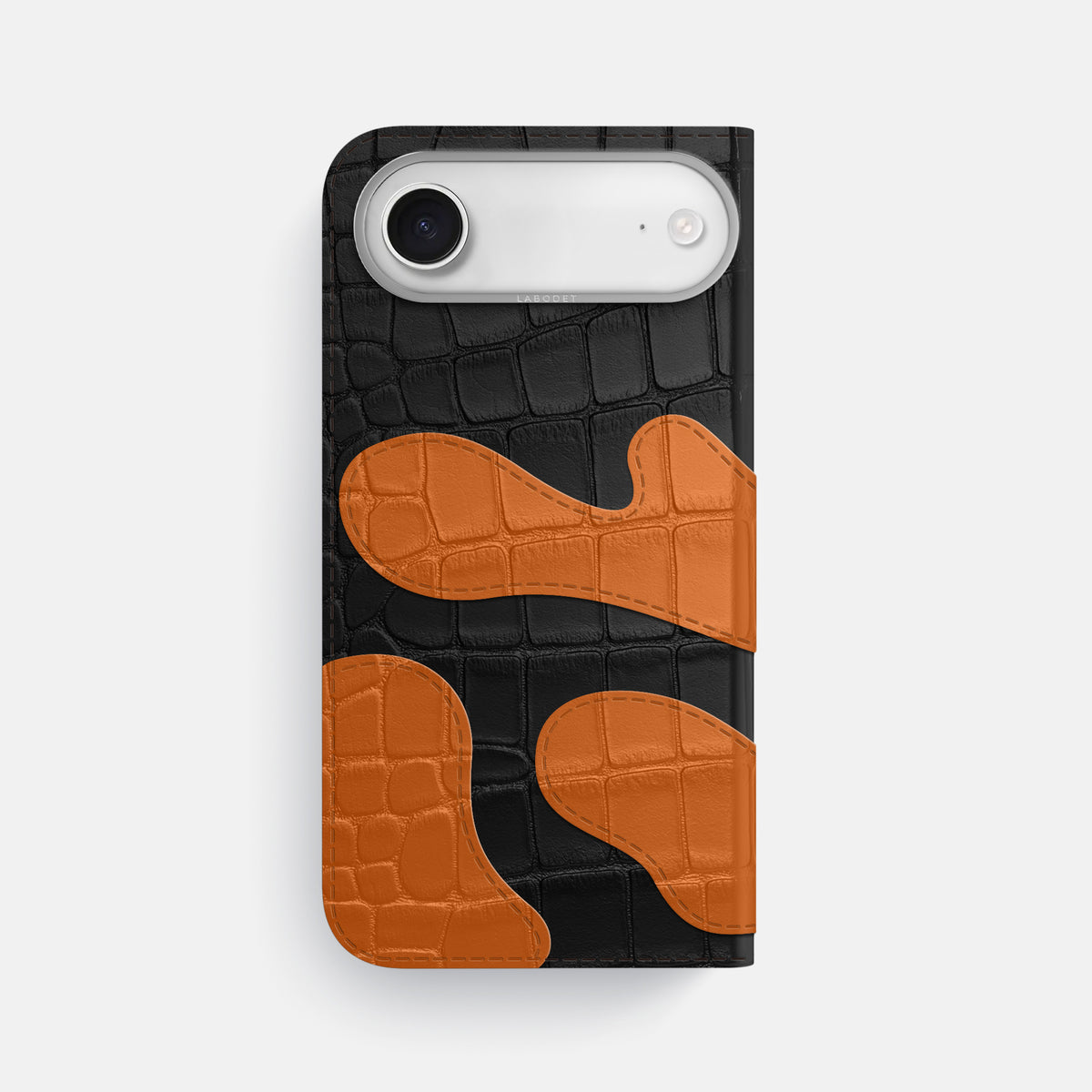 Camouflage Folio For iPhone 17 Air In Alligator -3 | Black-Steel