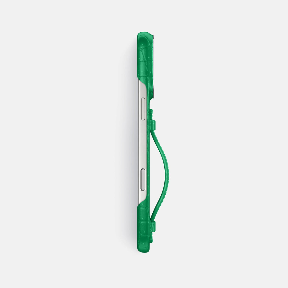 Center Handle For iPhone 18 Pro Max In Porosus Crocodile -2 | Cactus-Green-Steel