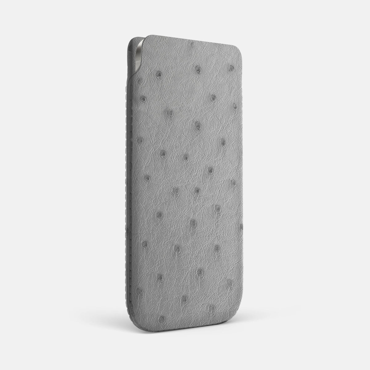 Pouch Case For iPhone 18 Pro Max In Ostrich -2 | Silver