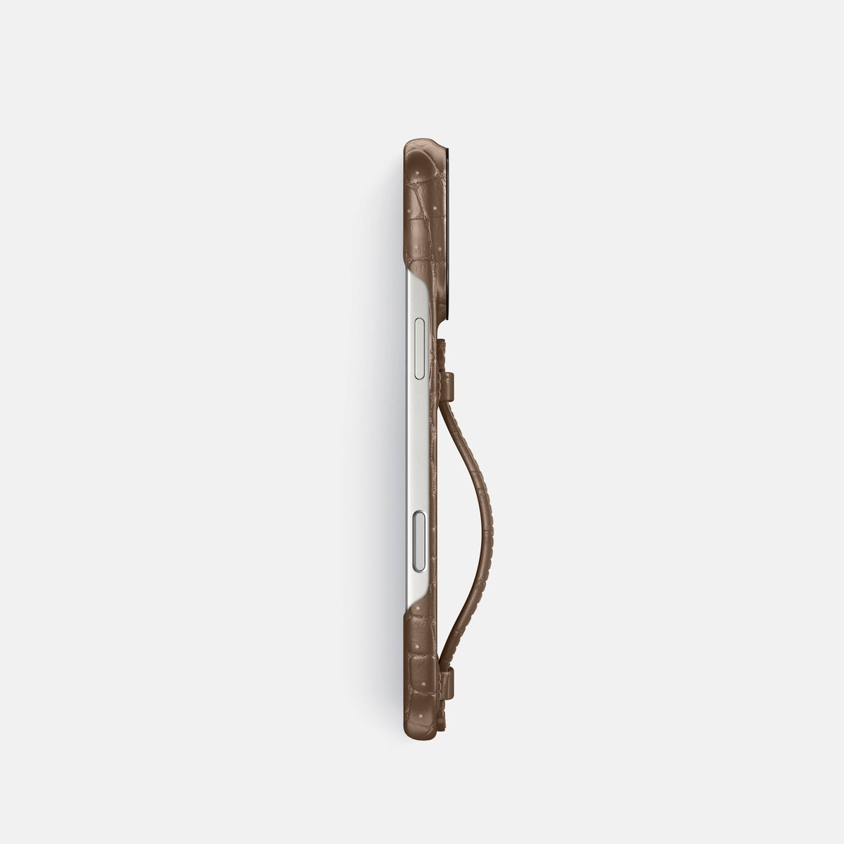 Center Handle For iPhone 18 Pro In Porosus Crocodile -2 | Fur-Brown-Black