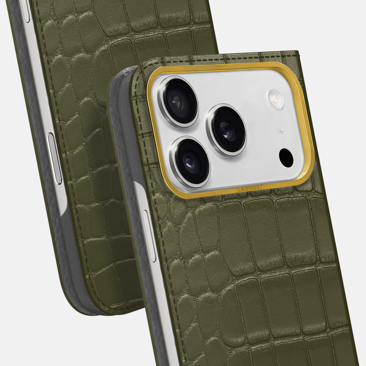 Folio Case For iPhone 18 Pro Max In Alligator -5 | Kaki-Green-Gold