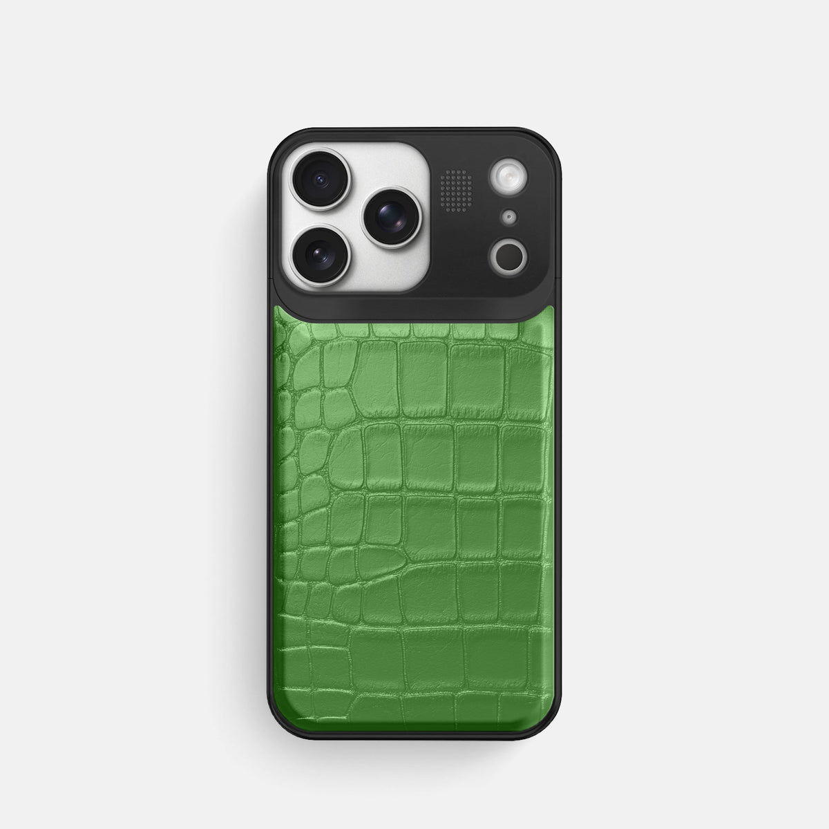 Metal Case For iPhone 18 Pro In Alligator -1 | Apple-Green-Black