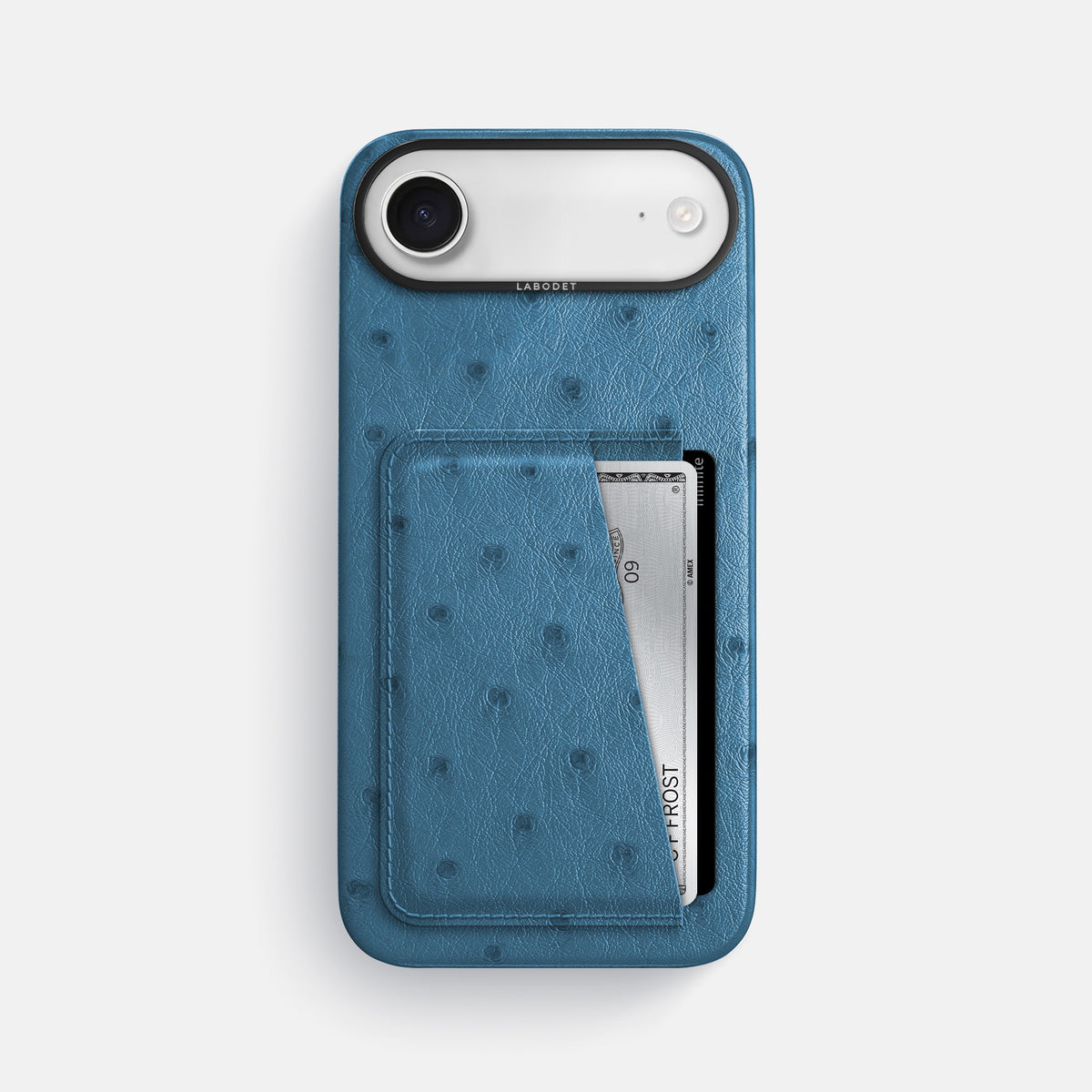 Double Card Case For iPhone 17 Air In Ostrich -1 | Blue-Jeans-Black
