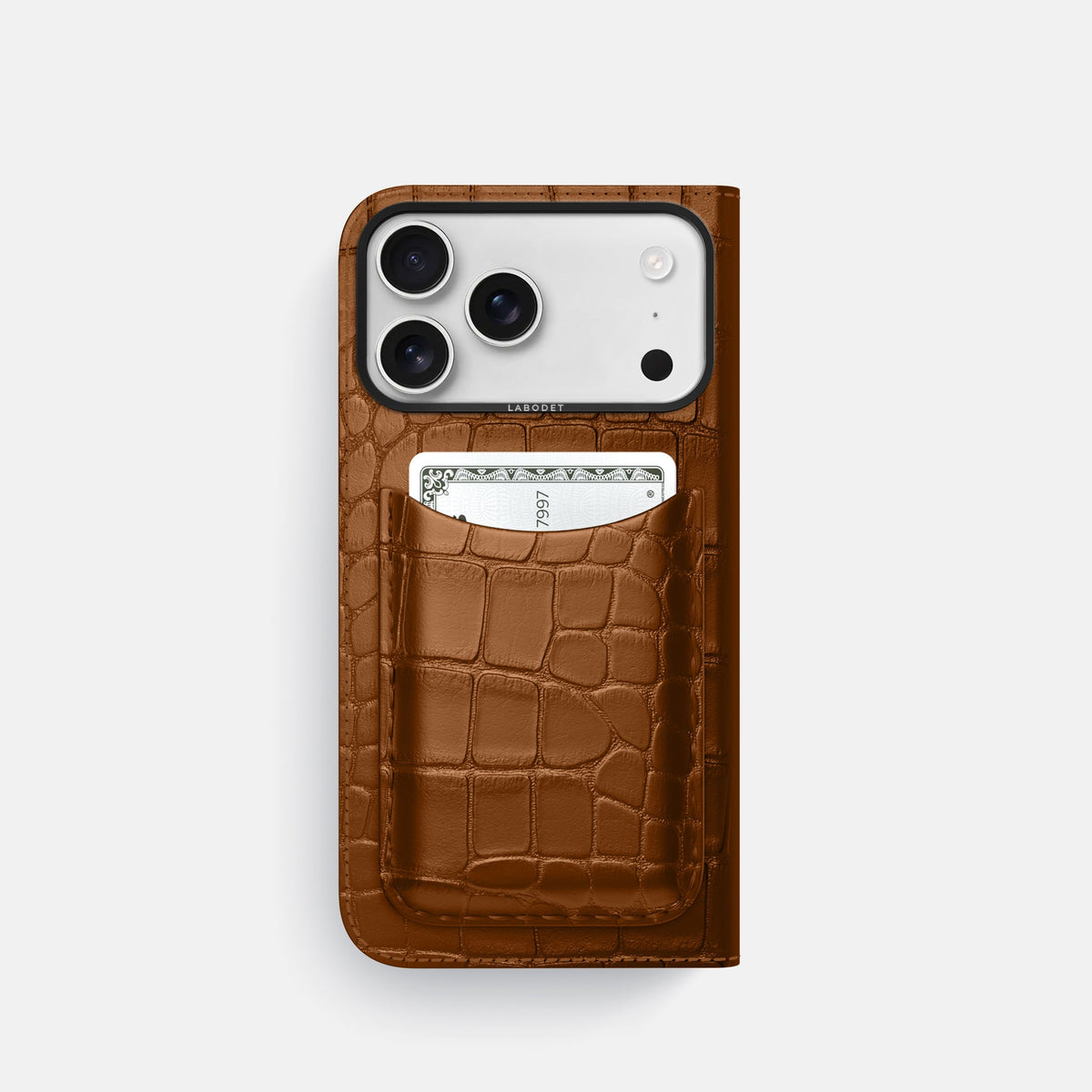 Folio Case with Card For iPhone 18 Pro In Alligator -3 | Honey-Black