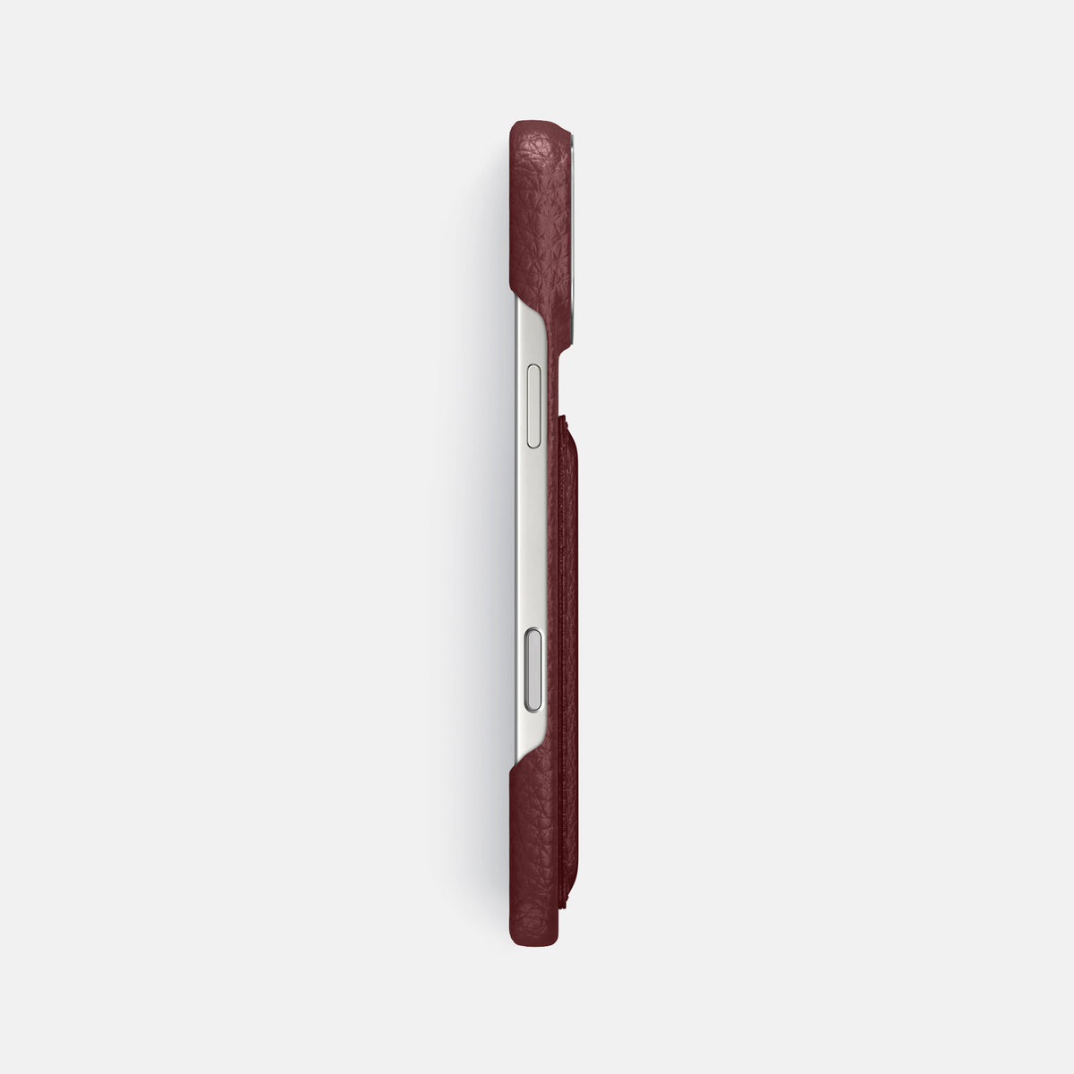 Double Card Case For iPhone 17 Pro Max In Calf -3 | Bordeaux-Steel