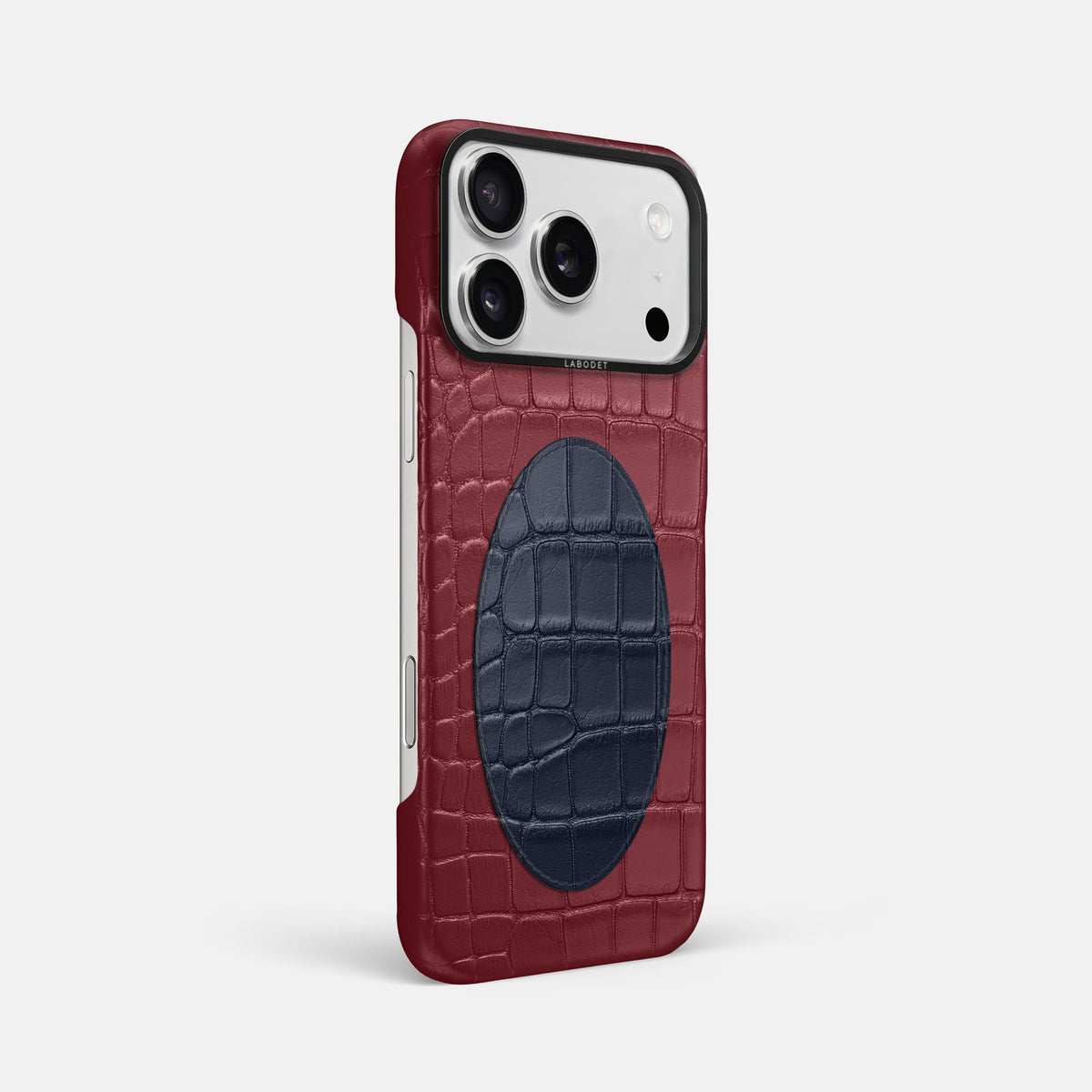 Classic Case With Oval For iPhone 18 Pro Max In Alligator -2 | Burgundy-Black