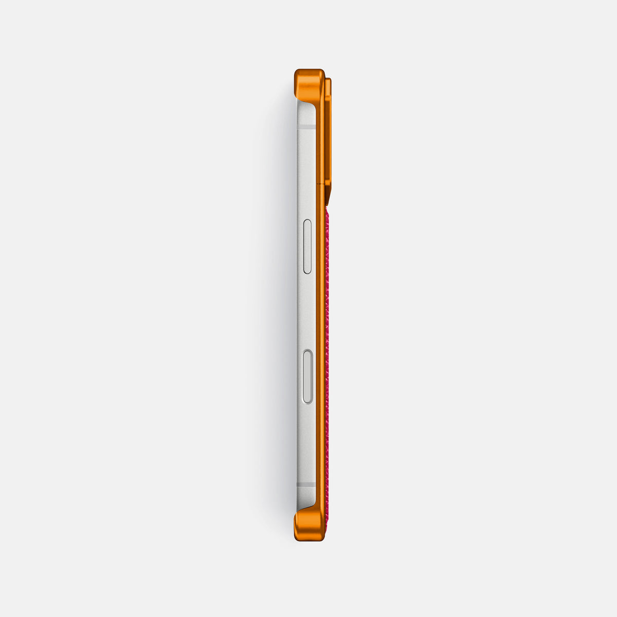 Metal Case For iPhone 17 Pro Max In Epsom-Style Calf -3 | Fuchsia-Orange