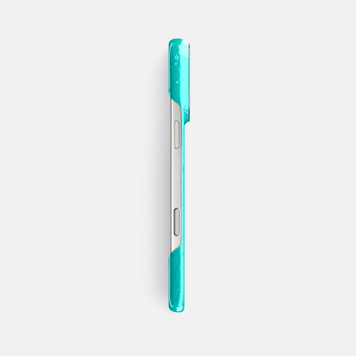 Classic Case For iPhone 17 Pro Max In Shiny Alligator -3 | Mint-Steel