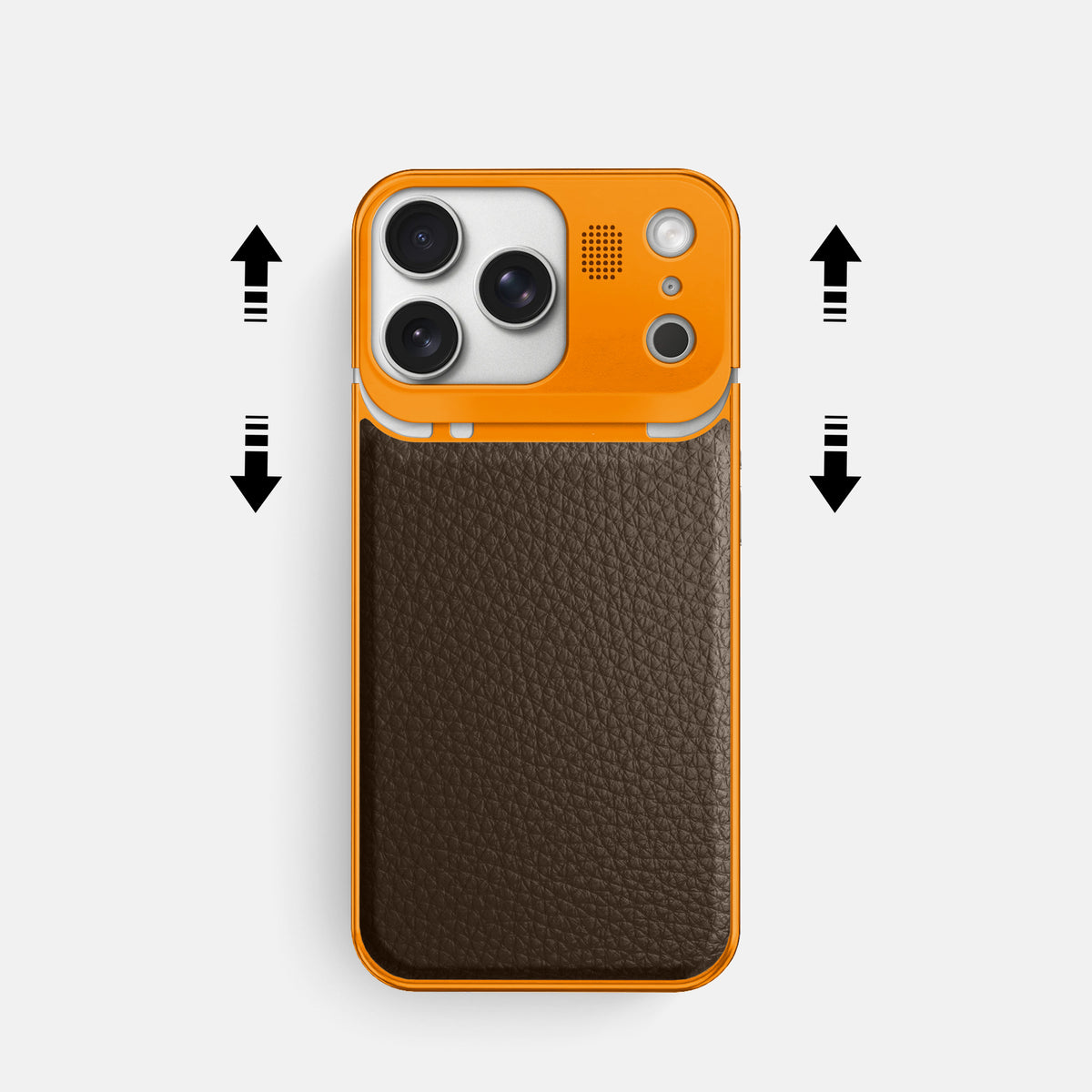 Metal Case For iPhone 17 Pro In Calf -2 | Dark-Brown-Orange