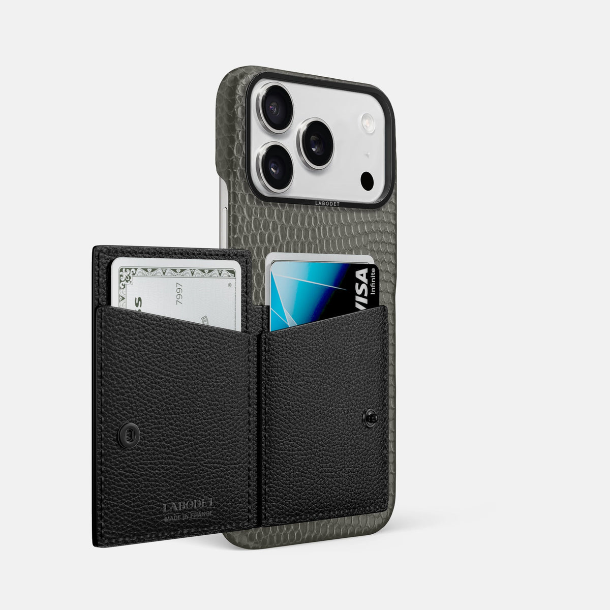 Bi-Fold Case For iPhone 18 Pro Max In Lizard -2 | Grey-Black