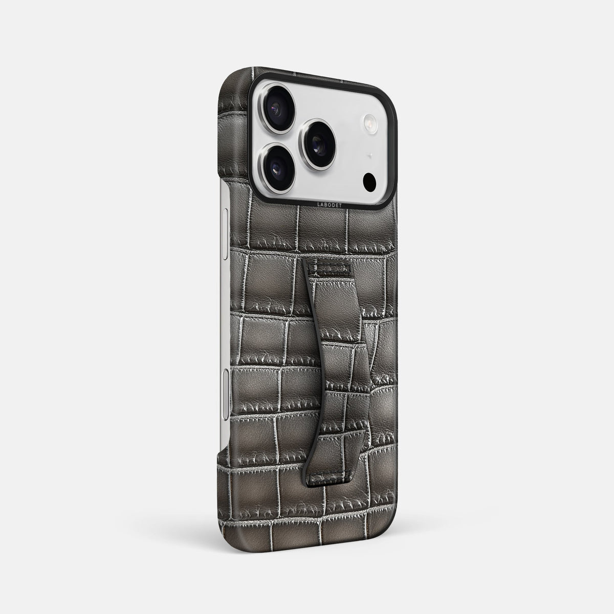 Finger Case For iPhone 18 Pro Max In Patina Alligator -2 | Grey-Black