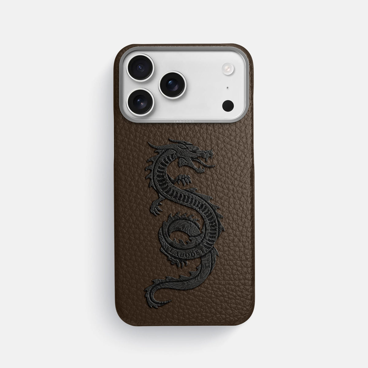 Classic Case With Carbon Dragon For iPhone 18 Pro Max In Calf -1 | Dark-Brown-Steel