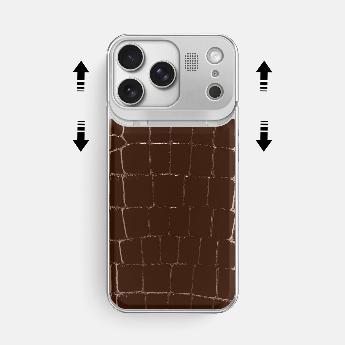 Metal Case For iPhone 17 Pro Max In Shiny Alligator -2 | Brown-Steel