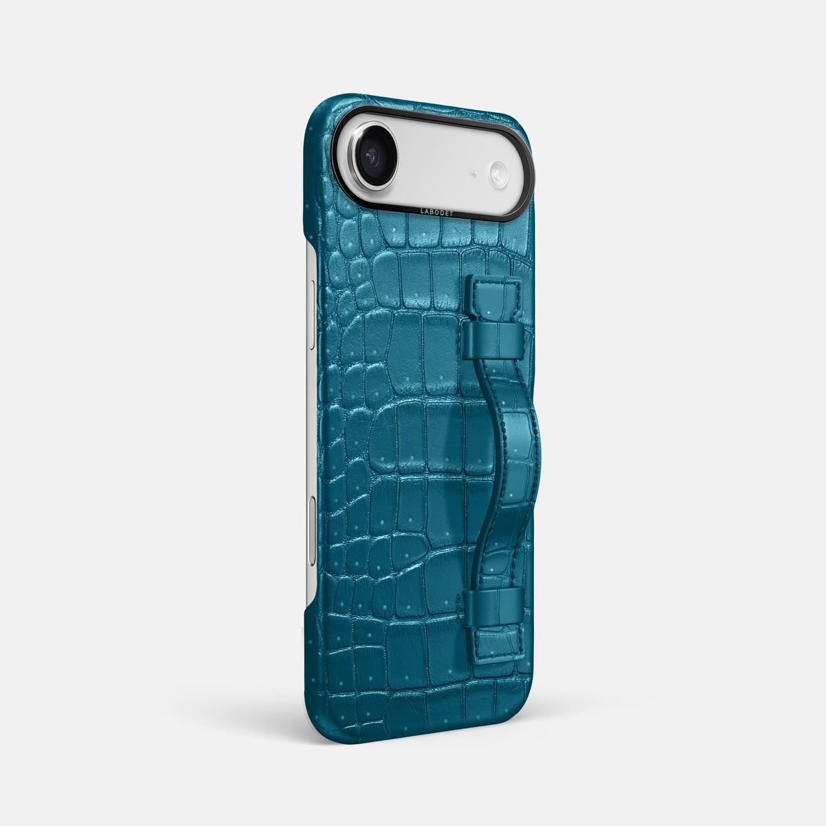 Handle Case For iPhone 17 Air In Porosus Crocodile -2 | Turquoise-Black