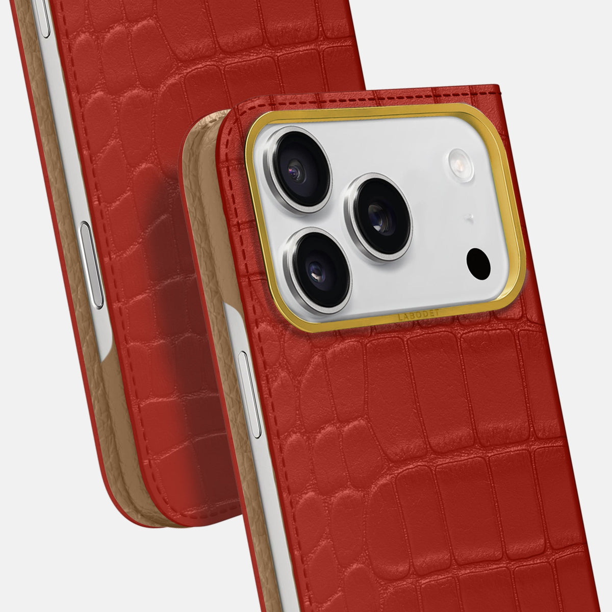 Folio Case For iPhone 18 Pro Max In Alligator -5 | Red-Gold