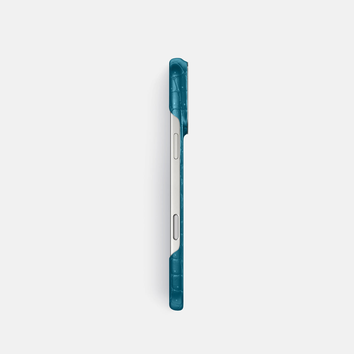 Classic Case For iPhone 17 Pro In Porosus Crocodile -3 | Turquoise-Steel