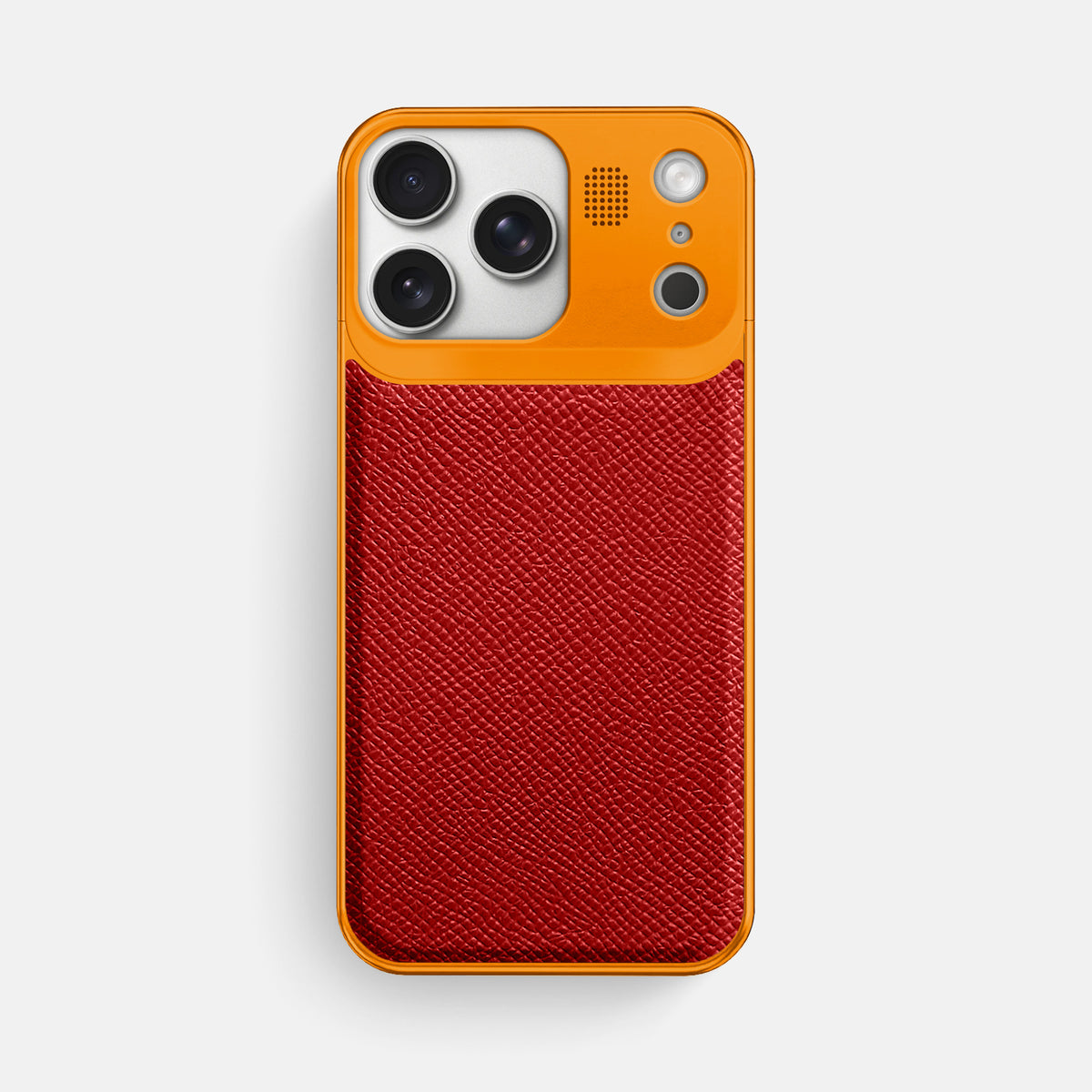 Metal Case For iPhone 17 Pro Max In Epsom-Style Calf -1 | Red-Orange