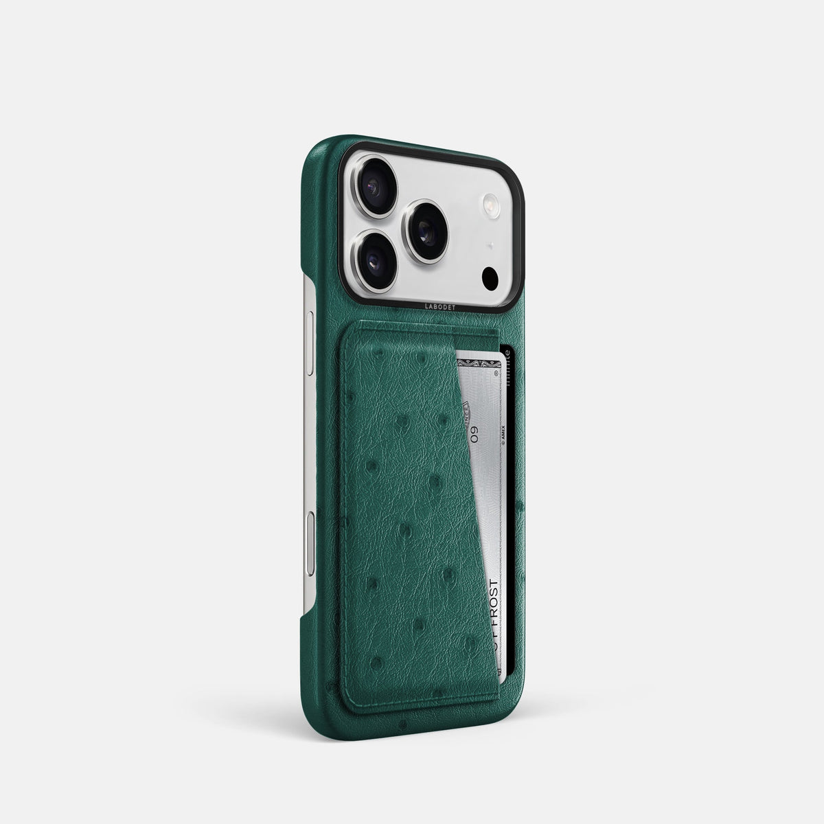 Double Card Case For iPhone 18 Pro In Ostrich -2 | Forest-Green-Black