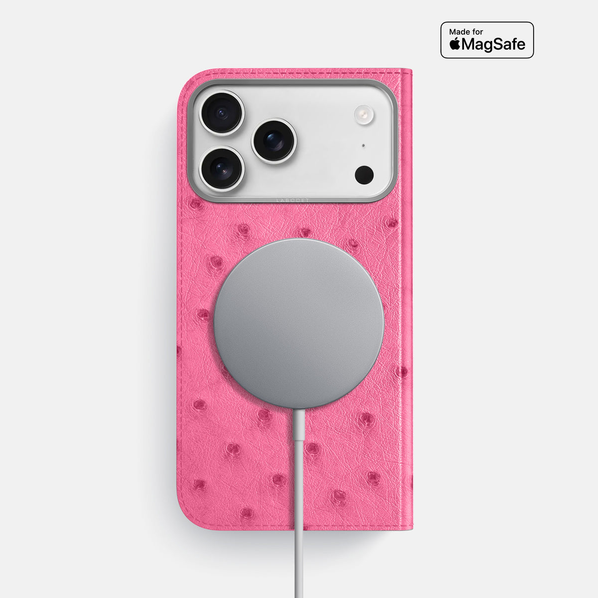 Folio Case For iPhone 17 Pro Max In Ostrich -3 | Pink-Steel