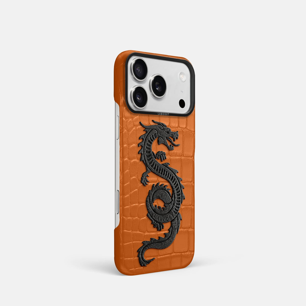 Classic Case With Carbon Dragon For iPhone 18 Pro In Alligator -2 | Orange-Black