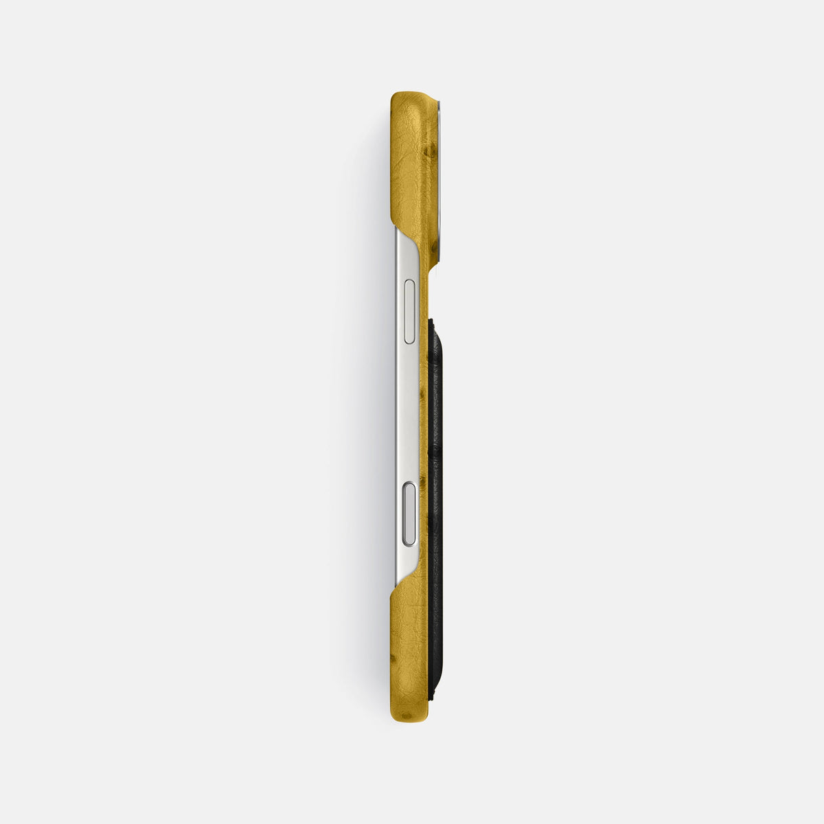 Double Card Case Coloré For iPhone 18 Pro Max In Ostrich -3 | Gold-Steel