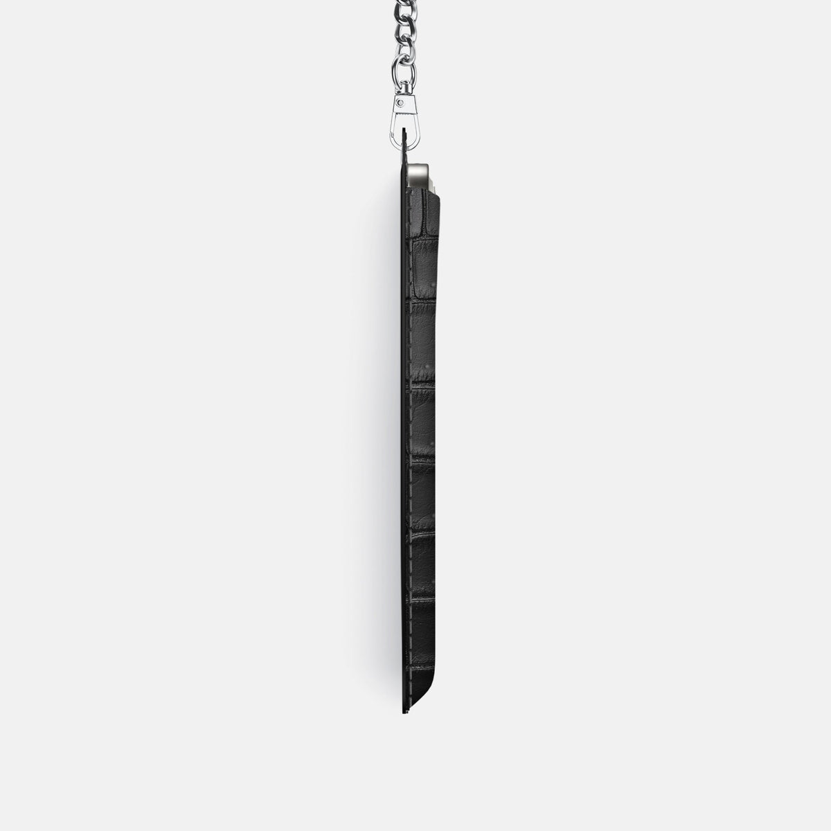 Crossbody Bag For iPhone 18 Pro In Porosus Crocodile -4 | Black-Steel