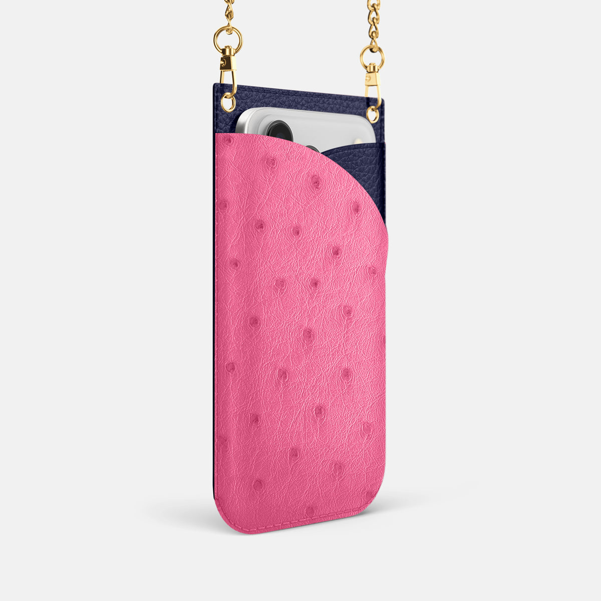 Crossbody Bag For iPhone 17 Pro In Ostrich -2 | Pink-Gold
