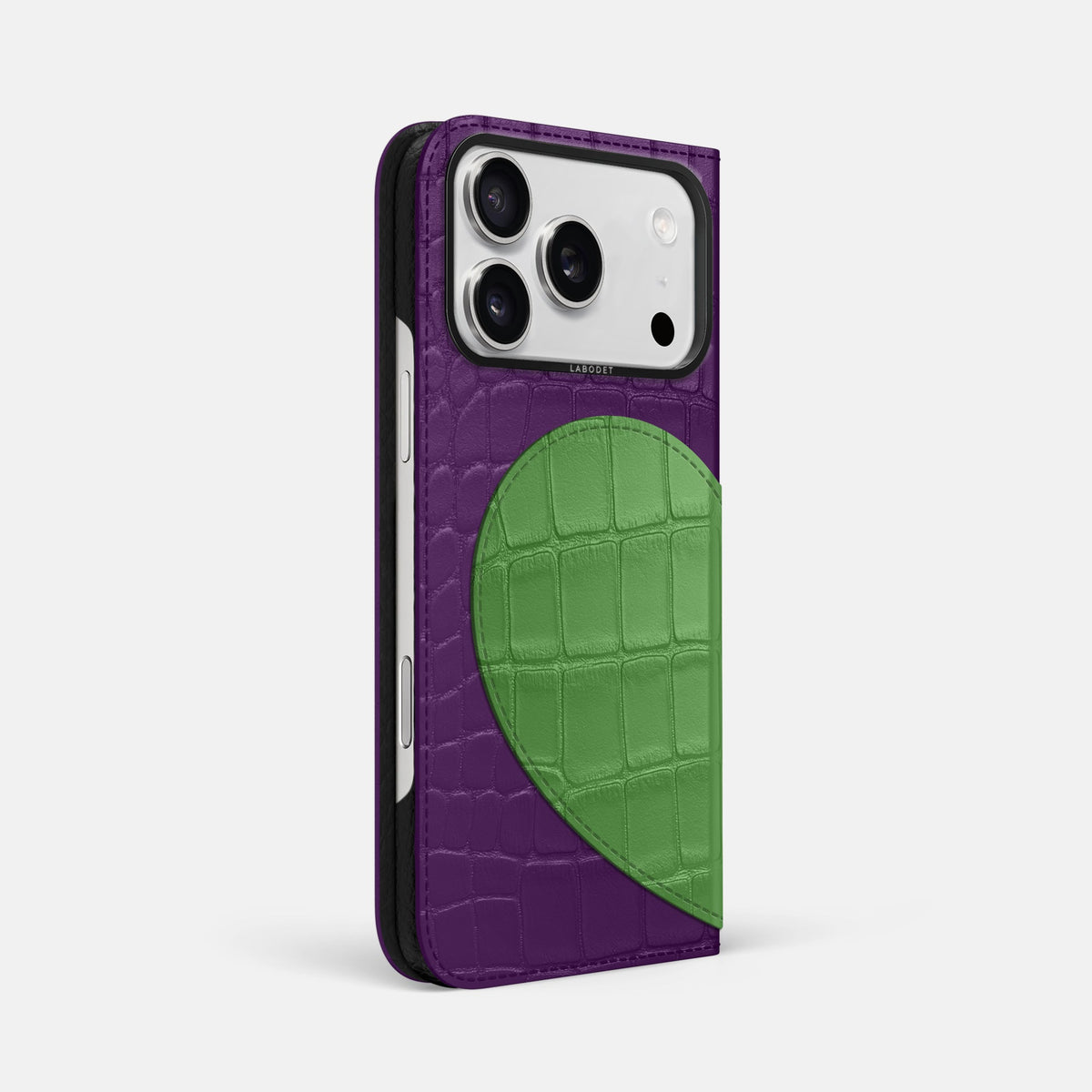 Folio Case With Heart For iPhone 18 Pro Max In Alligator -1 | Purple-Black