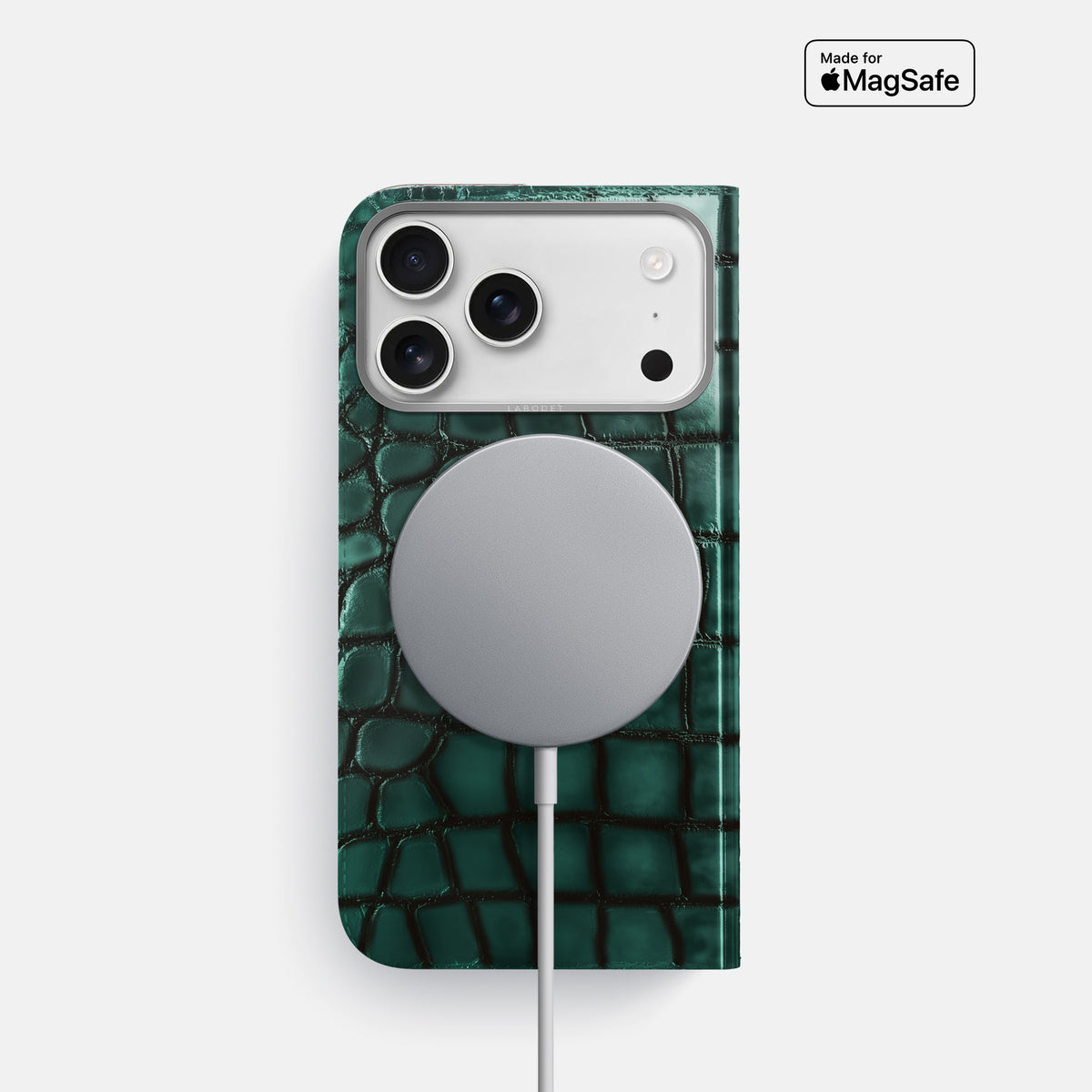 Folio Case For iPhone 17 Pro In Patina Alligator -3 | Green-Steel