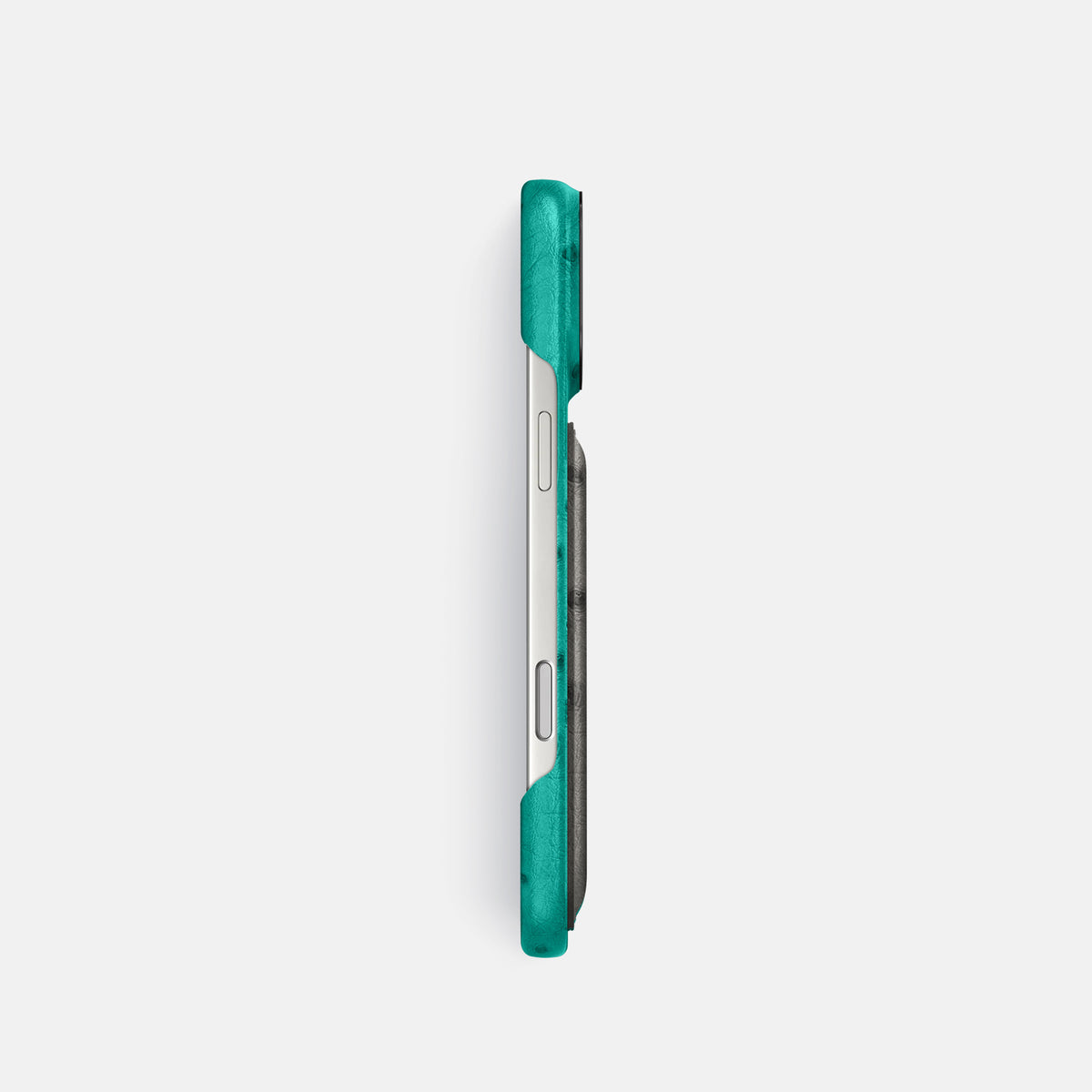 Double Card Case Coloré For iPhone 17 Pro In Ostrich -3 | Turquoise-Black