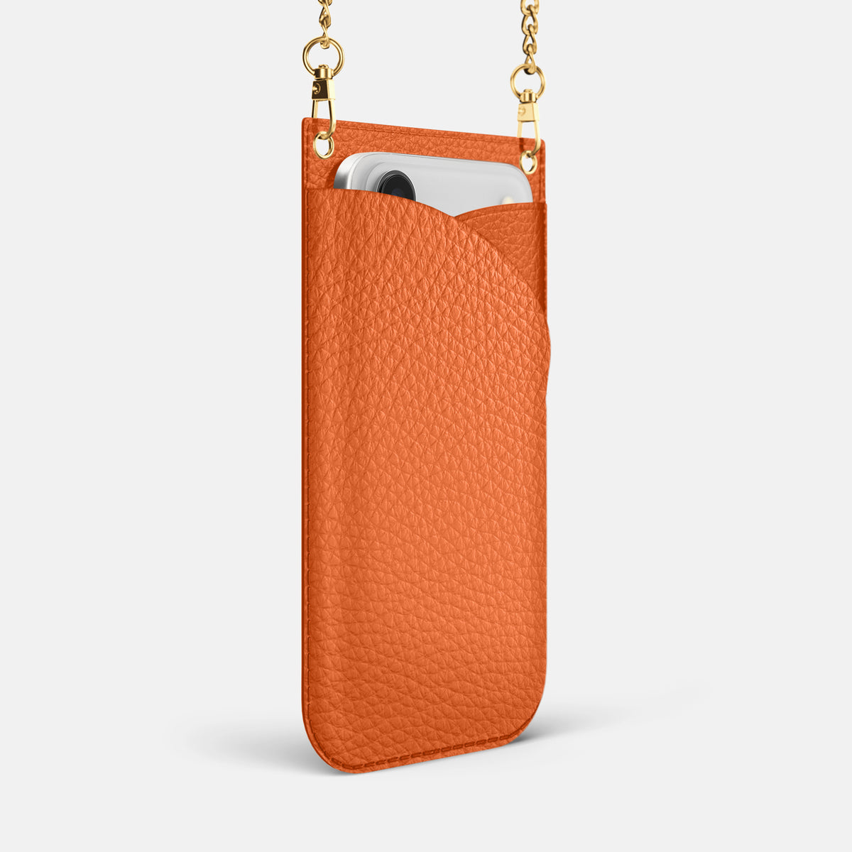 Crossbody Bag For iPhone 17 Pro Max In Calf -2 | Orange-Gold