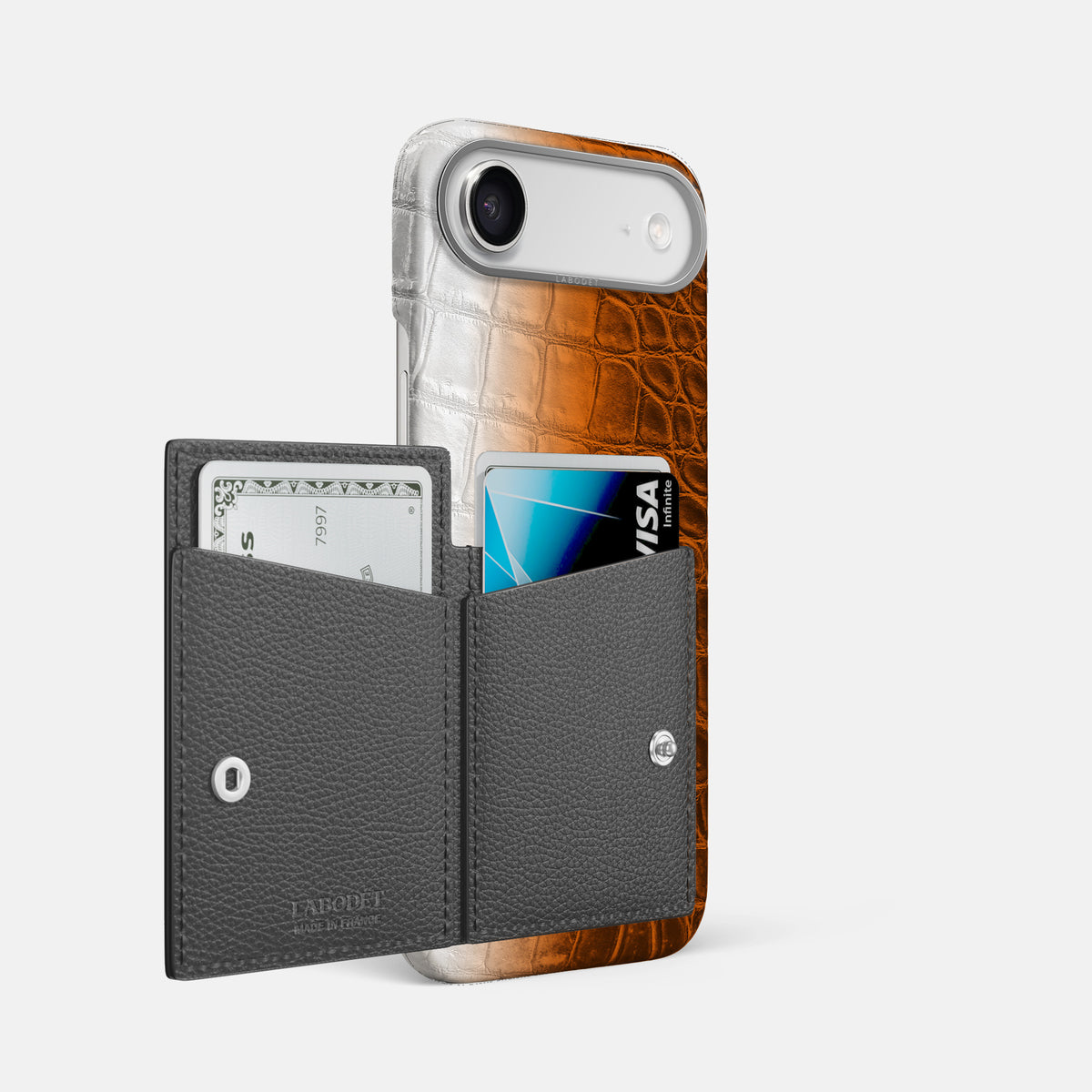 Bi-Fold Case For iPhone 17 Air In Himalayan Crocodile -2 | Orange-Steel