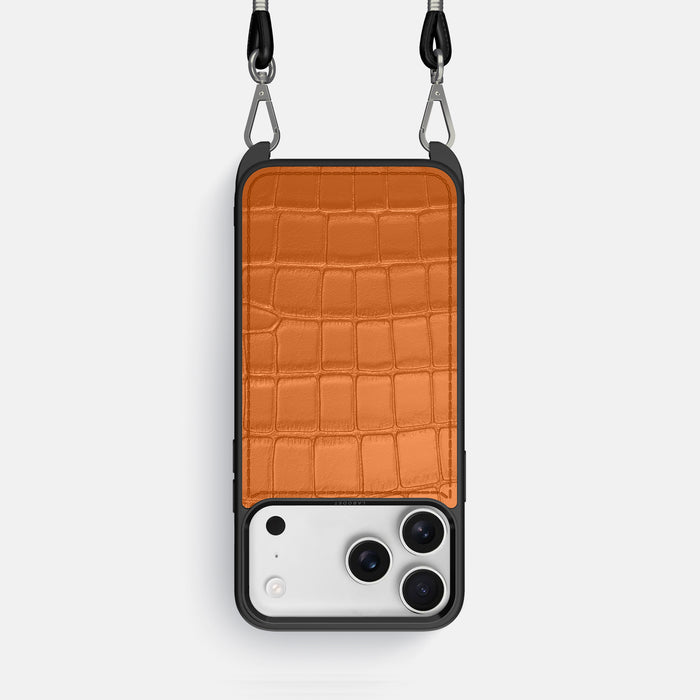 Crossbody Sport Case For iPhone 17 Pro In Alligator -1 | Orange