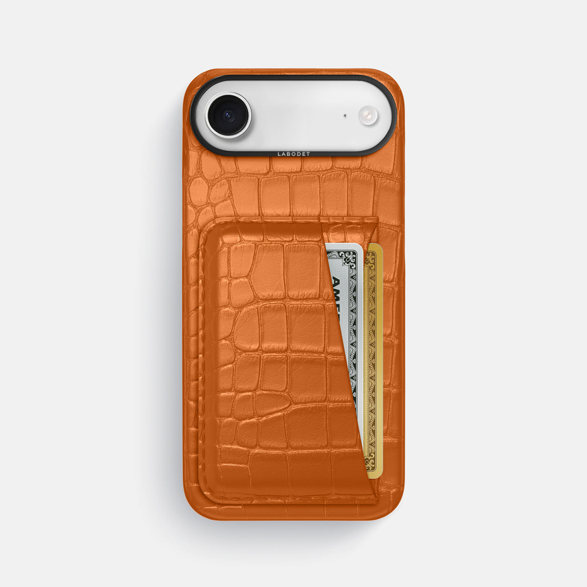Double Card Case For iPhone 17 Air In Alligator -1 | Orange-Black