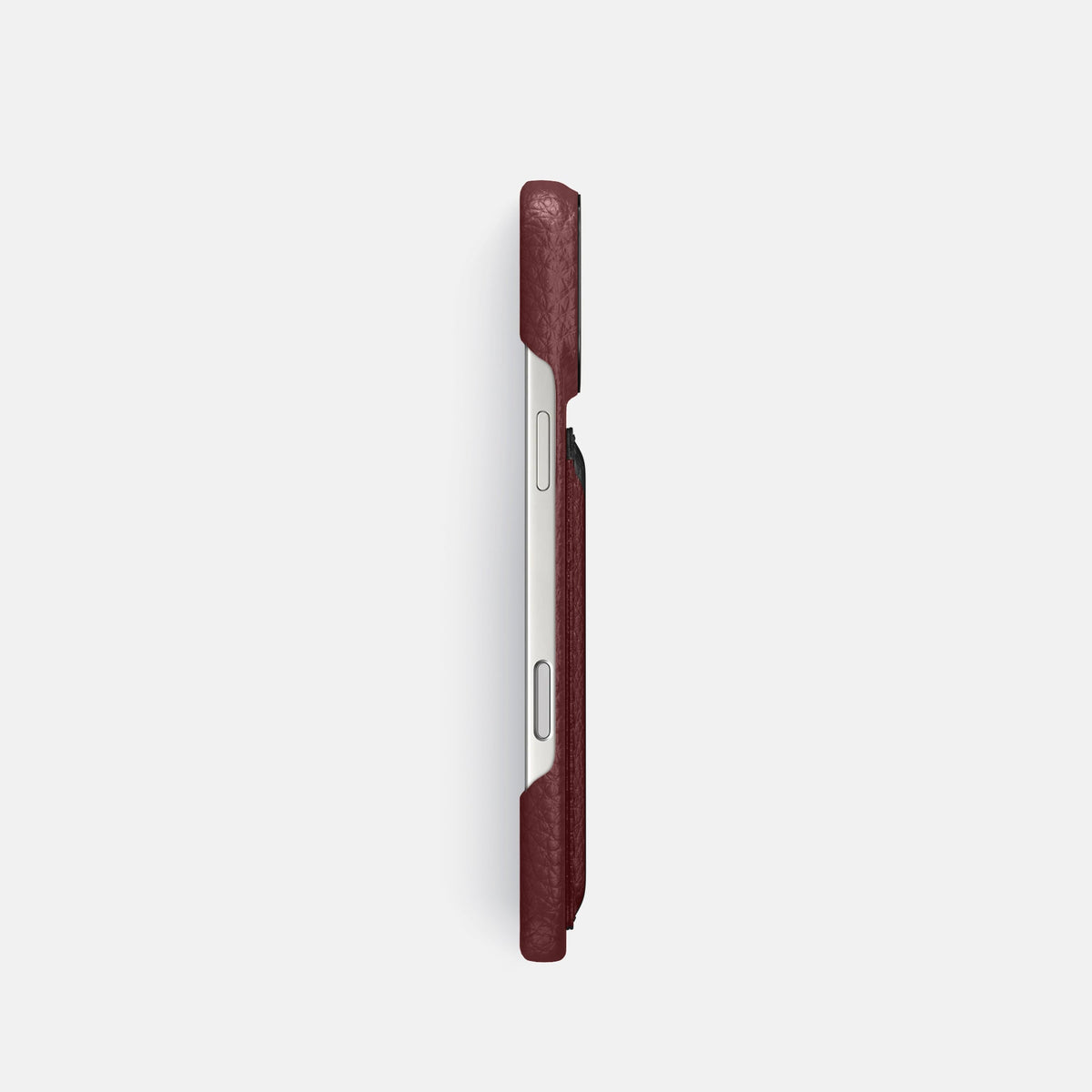 Double Card Case For iPhone 18 Pro In Calf -3 | Bordeaux-Black