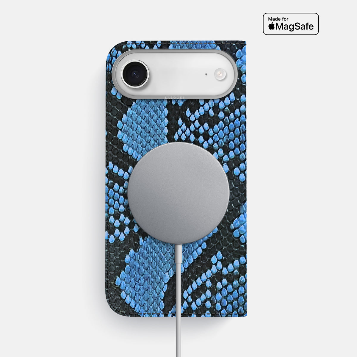 Folio Case For iPhone 17 Air In Deluxe Python -3 | Blue-Jeans-Steel