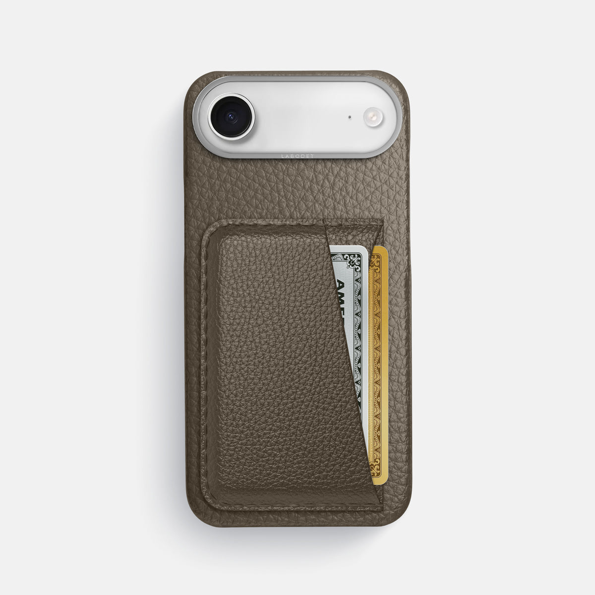 Double Card Case For iPhone 17 Air In Calf -1 | Taupe-Steel