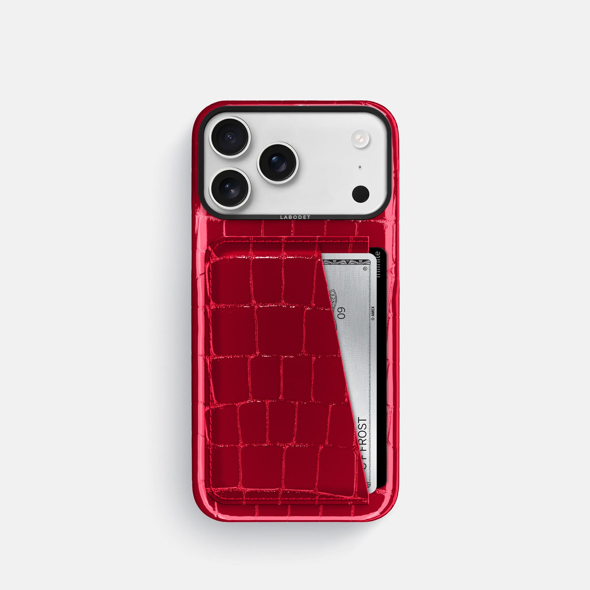 Double Card Case For iPhone 18 Pro In Shiny Alligator -1 | Cherry-Black