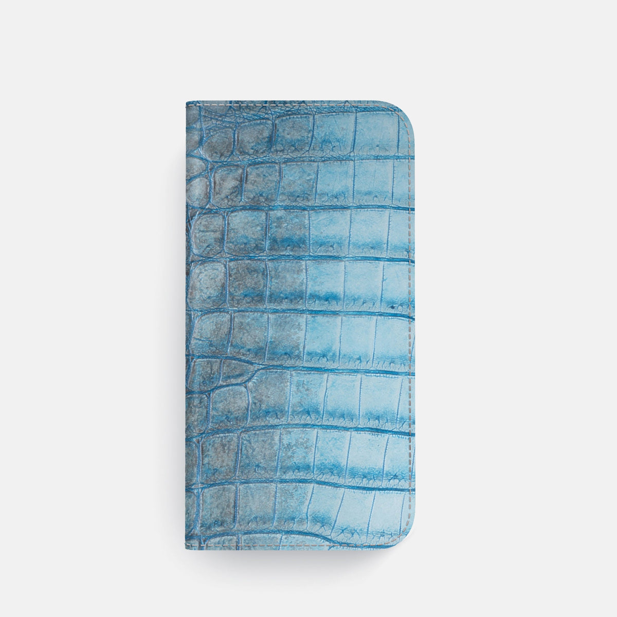 Folio Case with Card For iPhone 18 Pro In Himalayan Crocodile -4 | Ice-Blue-Steel