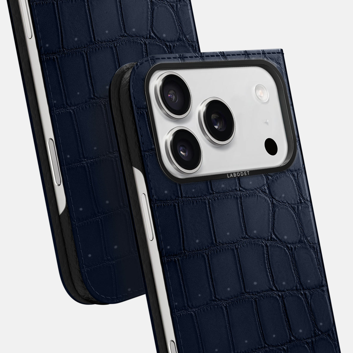 Folio Case For iPhone 18 Pro Max In Porosus Crocodile -5 | Deep-Blue-Sea-Black