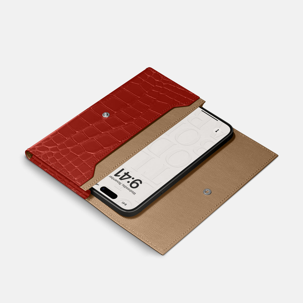 Wallet Case For iPhone 17 Air In Alligator -2 | Red