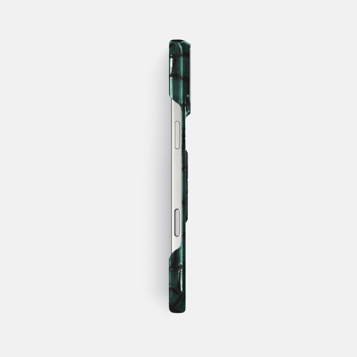 Classic Case With Carbon Skull For iPhone 17 Pro Max In Patina Alligator -3 | Green-Steel