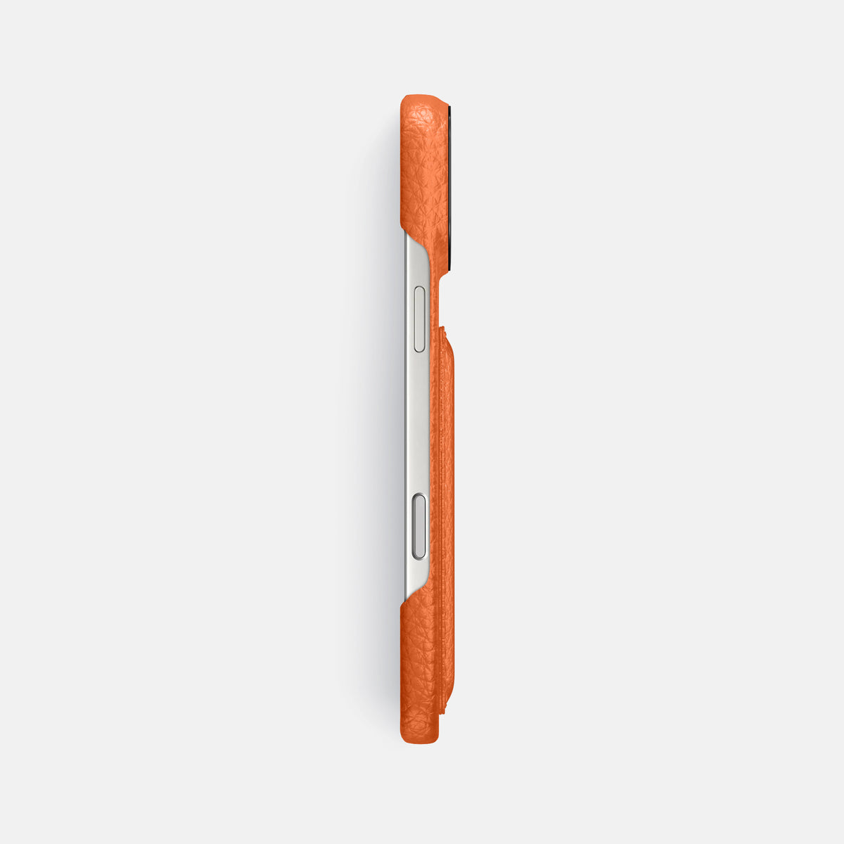 Double Card Case For iPhone 17 Pro Max In Calf -3 | Orange-Black